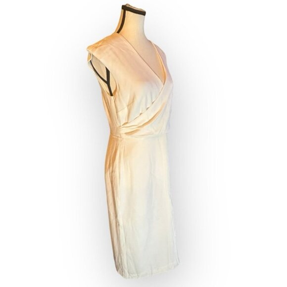 🆕 NWT Banana Republic 6 White Formal Wrap Front Cap Sleeve A Line Dress - Picture 3 of 10
